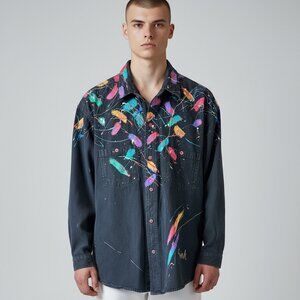 Vintage 80's Pucci's of Palm Desert Hand Painted Shirt Men's Size M